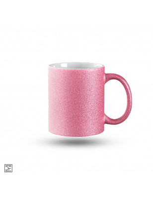 Glitter mug Spark in pink with print