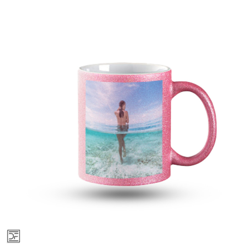 Glitzer Tasse Personalisieren – Mit Individuellem Text Bedruckt, Keramik, Mikrowellengeeignet (Rot)